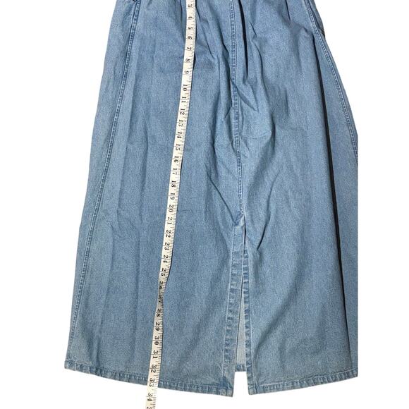 Cathy Daniels Stretch Denim Skirt Long Medium Light Wash 90s Clothing Back Slit - Picture 5 of 5